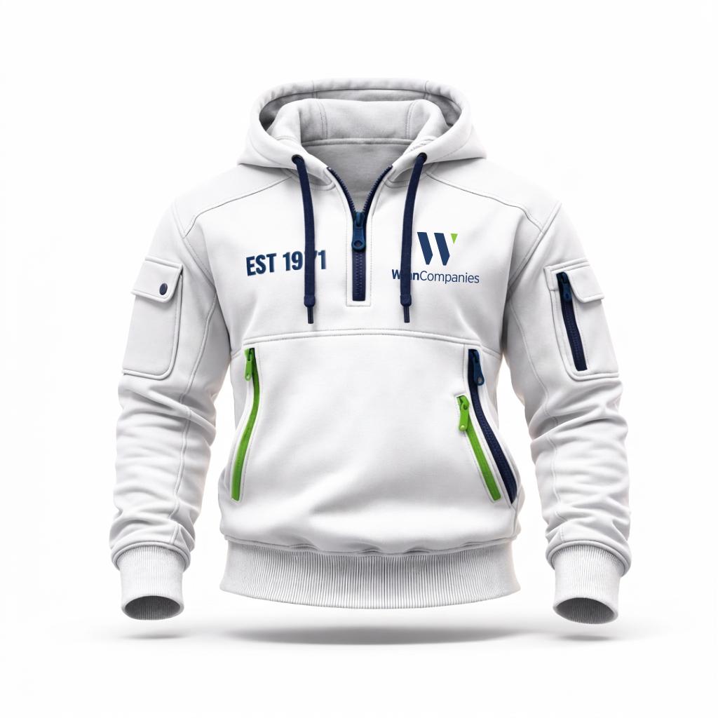 Quarter Zip Pullover White Hoodie