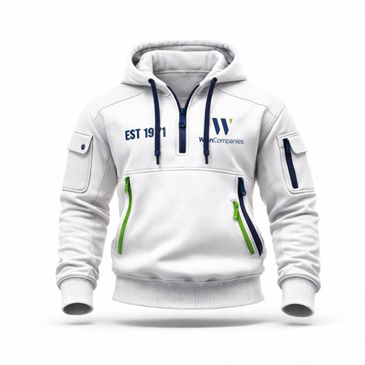 Quarter Zip Pullover White Hoodie