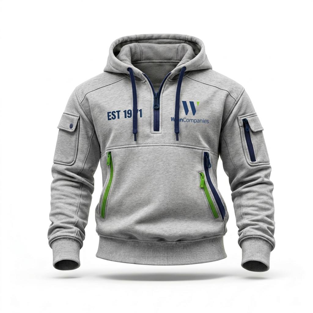 Quarter Zip Pullover Grey Hoodie